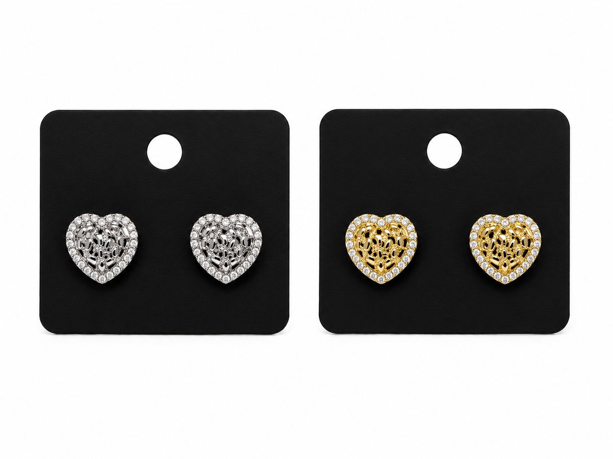 Heart Diamond Nugget Studs