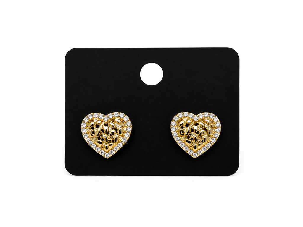 Heart Diamond Nugget Studs