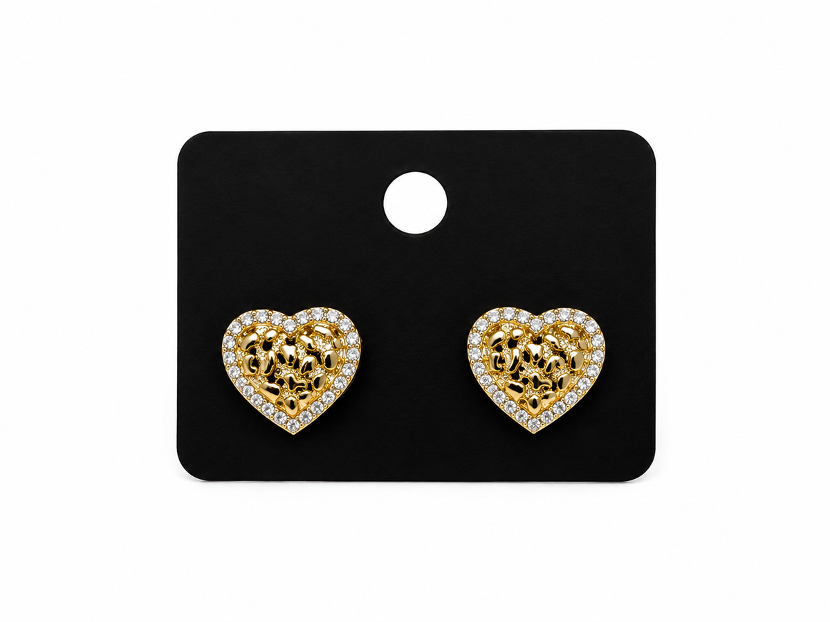 Heart Diamond Nugget Studs