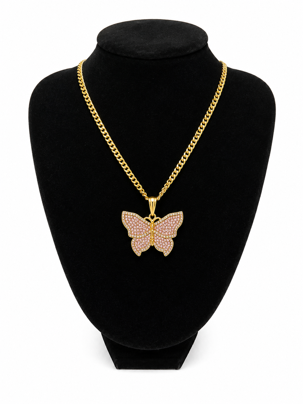 Pink Pave Butterfly Necklace