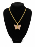 Pink Pave Butterfly Necklace