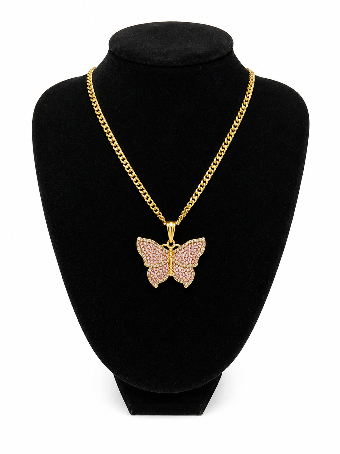 Pink Pave Butterfly Necklace
