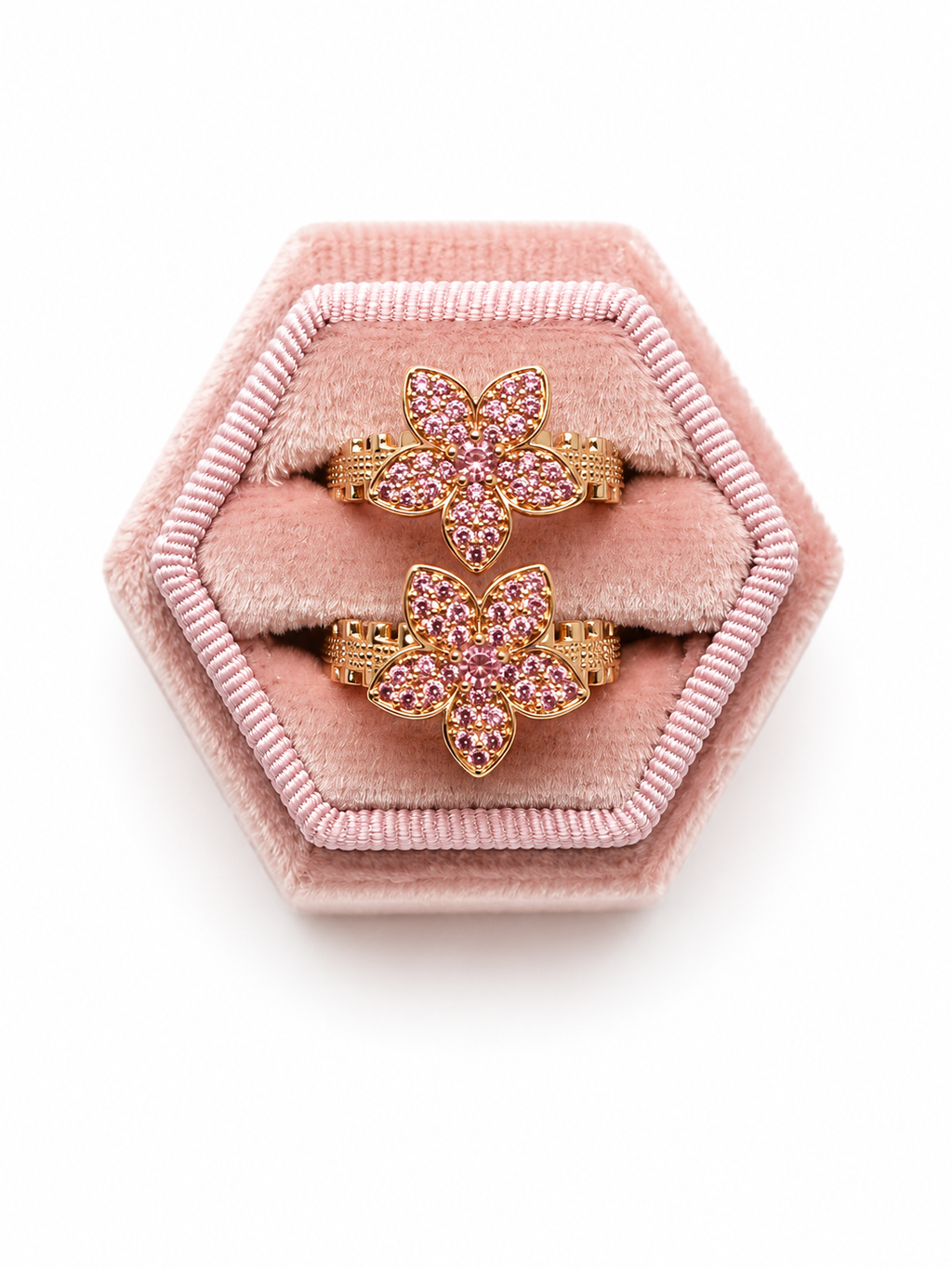 Pink Diamond Flower Ring