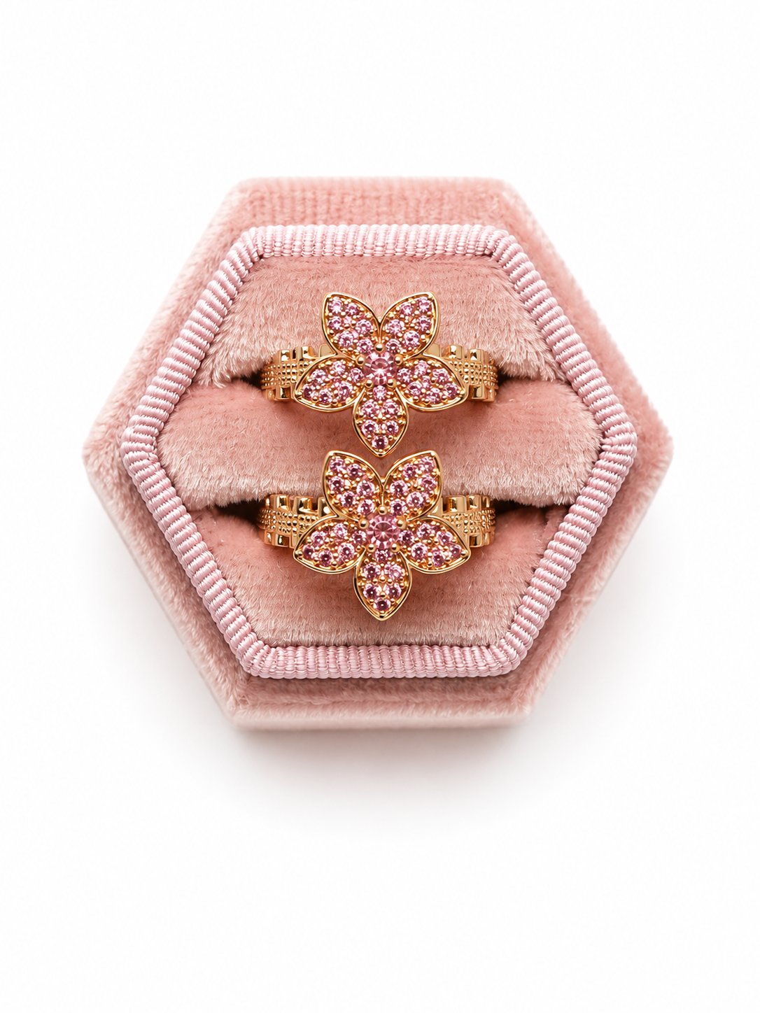 Pink Diamond Flower Ring