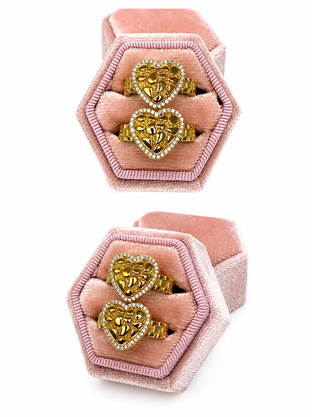 Diamond Trim Heart Nugget Ring
