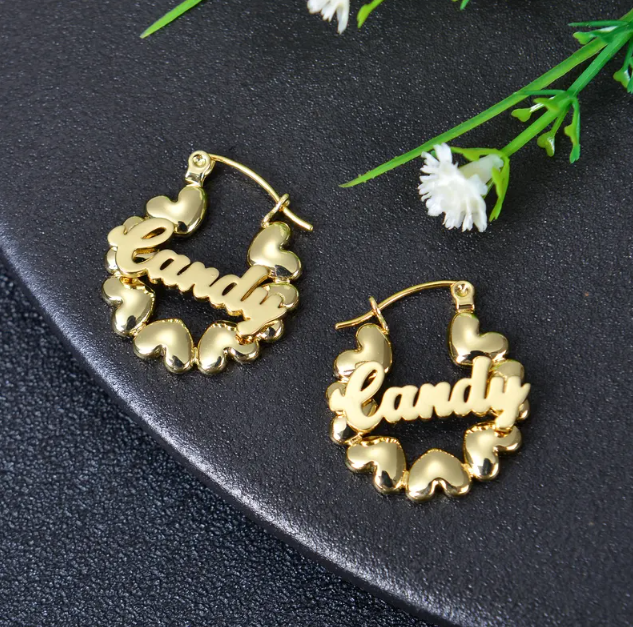 Kids Custom Name Heart Hoops