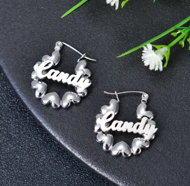 Kids Custom Name Heart Hoops
