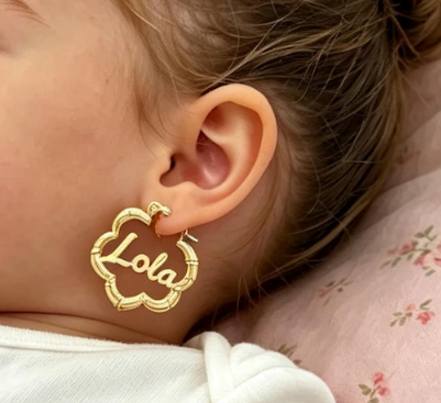 Kids Custom Name Flower Hoops