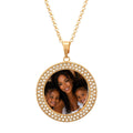 Custom Photo Round Rhinestone Pendant Necklace